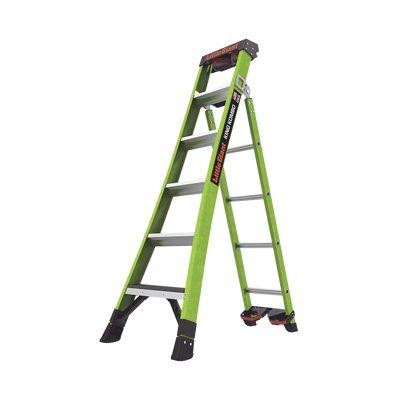 Escalera de tijera 3 en 1 de 1.8 metros de fibra de vidrio.