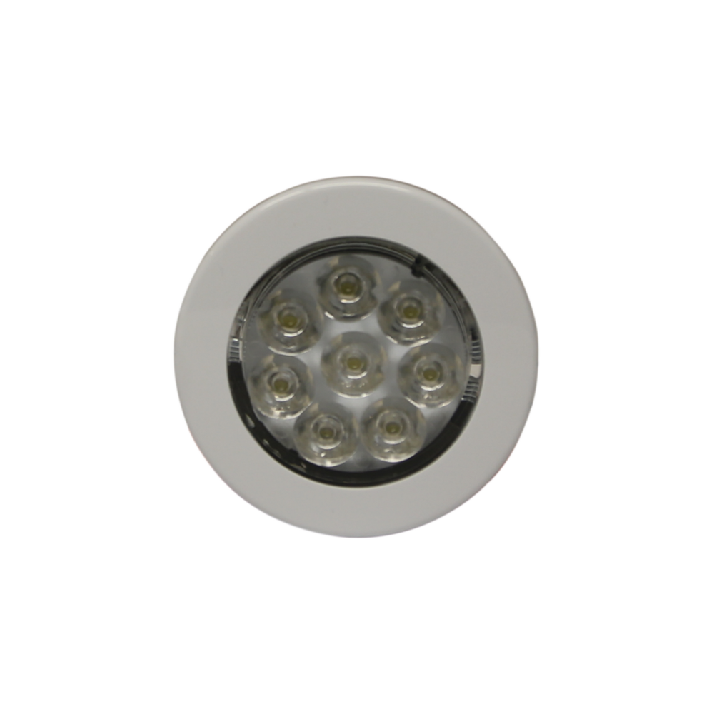 Mini luz de cortesía de 8 LEDs circular con bisel blanco 2.8