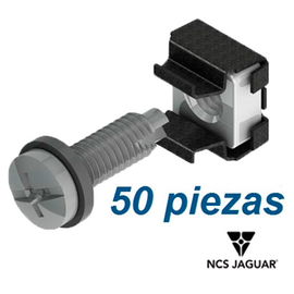 KIT DE TUERCAS PARA RACK 50PZS NCS JAGUAR NCS-CN-50 P/ GABINETE JAGUAR NCS-CN2-100 CON TORNILLO M6 Y RONDANA  PARA MONTAJE DE ACCESORIOS  PRESENTACION EN CALIBRE 11
