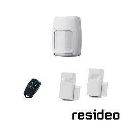 KIT COMPLETO DE SENSORES INALAMBRICOS RESIDEO 2MRF1PRF1KF 2 MAGNETOS 5816, DE PLASTICO, COLOR BLANCO/ 2 IMANES 5899/ 1 PIR 5800PIR CON DETECCION BAJA Y SENSIBILIDAD PROGRAMABLE/ 1 LLAVERO 5834-4 DE 4 BOTONES