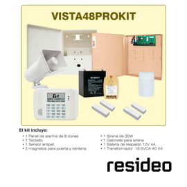KIT DE ALARMA RESIDEO VISTA48PROKIT 1 PANEL VISTA 48LA/ 8 ZONAS CABLEADAS EXPANDIBLE A 48 ZONAS/ 1 TECLADO 6162RF (ZONAS LIMITADAS AL CUPO DEL PANEL)/ 1 PIR IS335T ALAMBRICO/ 2 CONTACTOS MAGNÉTICOS MGN01 ALAMBRICOS/ 1 SIRENA 30W PAM-SRE30W/ 1 GABIN KIT DE ALARMA RESIDEO VISTA48PROKIT 1 PANEL VISTA 48LA/ 8 ZONAS CABLEADAS EXPANDIBLE A 48 ZONAS/ 1 TECLADO 6162RF (ZONAS LIMITADAS AL CUPO DEL PANEL)/ 1 PIR IS335T ALAMBRICO/ 2 CONTACTOS MAGNÉTICOS MGN01 ALAMBRICOS/ 1 SIRENA 30W PAM-SRE30W/ 1 GABIN