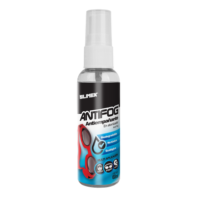 Antiempañante, ideal para eliminar problemas de empañamiento en googlees, mascaras, cascos, lentes, bote 60 ml