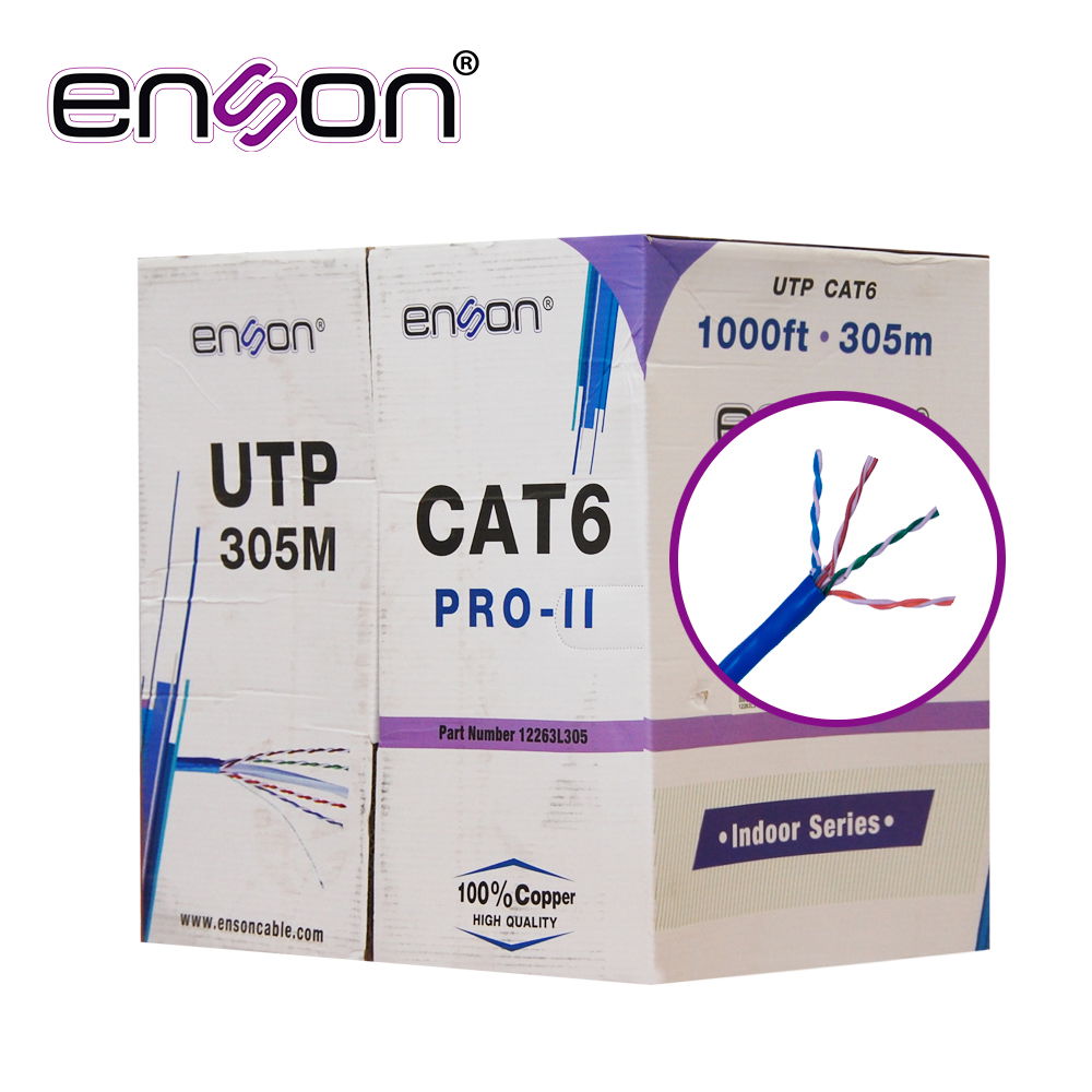 CABLE UTP CAT6 ENSON 12263L305 SERIE PRO-II CALIBE 23 AWG 100% COBRE DE ALTO RENDIMIENTO BOBINA DE 305 METROS FORRO PVC COLOR AZUL USO INTERIOR RECOMENDADO PARA CCTV, VIDEO IP Y REDES BASE 10,100,1000 CABLE UTP CAT6 ENSON 12263L305 SERIE PRO-II CALIBE 23 AWG 100% COBRE DE ALTO RENDIMIENTO BOBINA DE 305 METROS FORRO PVC COLOR AZUL USO INTERIOR RECOMENDADO PARA CCTV, VIDEO IP Y REDES BASE 10,100,1000