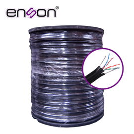 CABLE UTP PARA ELEVADOR CAT6 ENSON 43352B3055 SERIE PRO-II CALIBE 23 AWG 100% COBRE DE ALTO RENDIMIENTO BOBINA DE 305 METROS FORRO PVC COLOR NEGRO CON 2 CABLEAS DE ACERO COMO ARMADURA PARA SU USO EN ELEVADORES O CABLE AEREO EN INTERIORES RECOMENDADO 