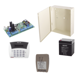 Kit de Alarma 6 zonas con Panel de Alarma, Teclado, Gabinete, Batería y Transformador.