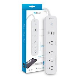 Multicontacto Wi-Fi* de 4 salidas horizontales y triple cargador USB