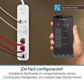 Multicontacto Wi-Fi* de 4 salidas horizontales y triple cargador USB