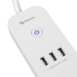 Multicontacto Wi-Fi* de 4 salidas horizontales y triple cargador USB