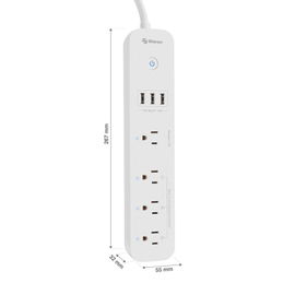 Multicontacto Wi-Fi* de 4 salidas horizontales y triple cargador USB