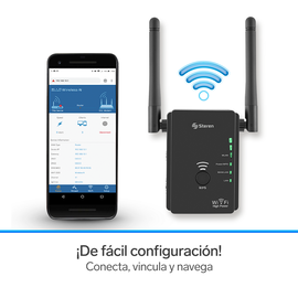 Repetidor Wi-Fi* 2,4 GHz, 19 m de cobertura