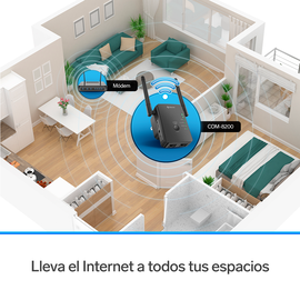 Repetidor Wi-Fi* 2,4 GHz, 19 m de cobertura