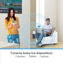 Repetidor Wi-Fi* 2,4 GHz, 19 m de cobertura