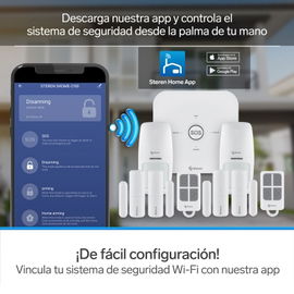 Sistema de seguridad Wi-Fi* con alarma, 6 sensores y 2 controles remoto Sistema de seguridad Wi-Fi* con alarma, 6 sensores y 2 controles remoto