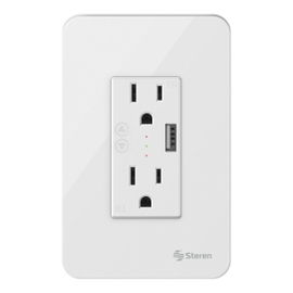 Doble contacto Wi-Fi* y cargador USB, con placa para pared