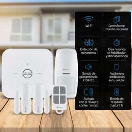 Sistema de seguridad Wi-Fi* con alarma, 3 sensores y control remoto Sistema de seguridad Wi-Fi* con alarma, 3 sensores y control remoto