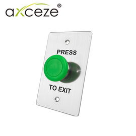 BOTÓN LIBERADOR AXCEZE AX-B130 TIPO PUSH CON FORMA DE HONGO EN COLOR VERDE FABRICADO EN ACERO MEDIDAS 115x70x45MM CONEXION A 2 HILOS  CUENTA CON LOS ESTADOS N.O. Y N.C.