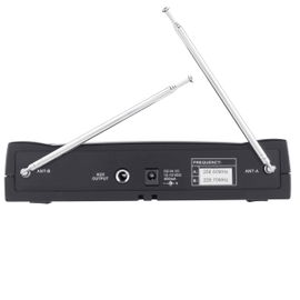 Sistema de 2 micrófonos inalámbricos VHF, de solapa y nuca Sistema de 2 micrófonos inalámbricos VHF, de solapa y nuca