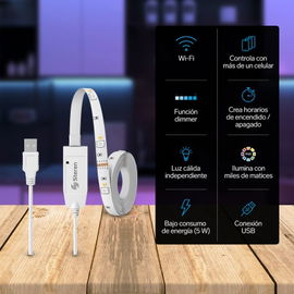 Tira LED Wi-Fi multicolor RGB de 2 m