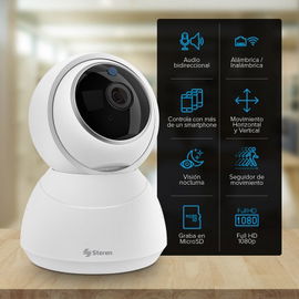 Cámara de seguridad Wi-Fi / Ethernet Full HD robotizada con seguidor de movimiento