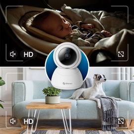 Cámara de seguridad Wi-Fi / Ethernet Full HD robotizada con seguidor de movimiento