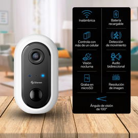Cámara de seguridad Wi-Fi* Full HD fija con batería recargable, compatible con asistentes de voz Cámara de seguridad Wi-Fi* Full HD fija con batería recargable, compatible con asistentes de voz
