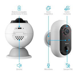 Cámara de seguridad Wi-Fi* Full HD fija con batería recargable, compatible con asistentes de voz Cámara de seguridad Wi-Fi* Full HD fija con batería recargable, compatible con asistentes de voz