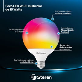 Foco LED Wi-Fi multicolor, 15 W Foco LED Wi-Fi multicolor, 15 W