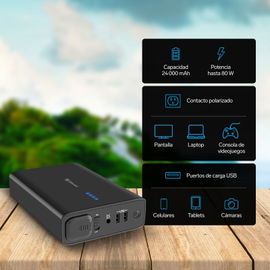 Estación de poder portátil de 24,000 mAh con inversor de corriente de 80 W (110 Vca) Estación de poder portátil de 24,000 mAh con inversor de corriente de 80 W (110 Vca)