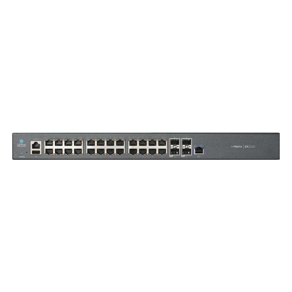 Switch cnMatrix EX2028 capa 3 de 28 puertos (24 Ethernet Gigabit, 4 SFP+) administración desde la Nube (MX-EX2028XXA-U)