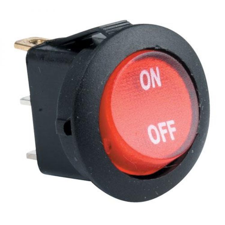 Switch de balancín, de 1 polo, 1 tiro, 2 posiciones (ON-OFF), con piloto, 125/250 Vca Switch de balancín, de 1 polo, 1 tiro, 2 posiciones (ON-OFF), con piloto, 125/250 Vca