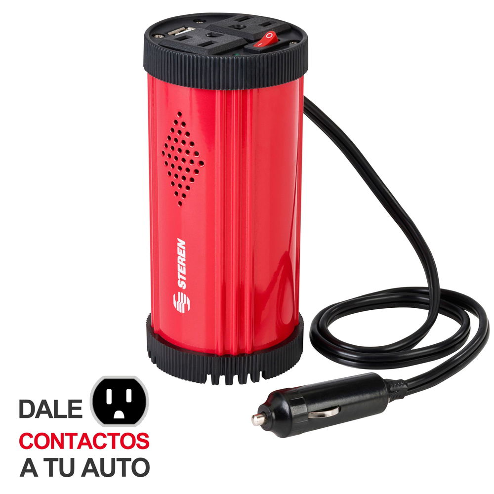 Inversor de corriente automotriz de 150 W (12 Vcc a 110 Vca), para portavasos Inversor de corriente automotriz de 150 W (12 Vcc a 110 Vca), para portavasos