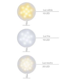 Lámpara LED de luz fría, neutra o cálida, con cuello flexible, pinza y batería recargable Lámpara LED de luz fría, neutra o cálida, con cuello flexible, pinza y batería recargable