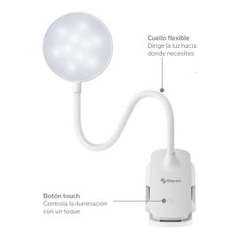 Lámpara LED de luz fría, neutra o cálida, con cuello flexible, pinza y batería recargable Lámpara LED de luz fría, neutra o cálida, con cuello flexible, pinza y batería recargable