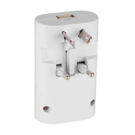 Adaptador universal de contactos, con cargador USB para viaje Adaptador universal de contactos, con cargador USB para viaje