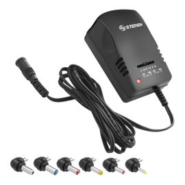 Eliminador regulado de 3 a 12 Vcc, 1,2 A con puntas intercambiables, negro
