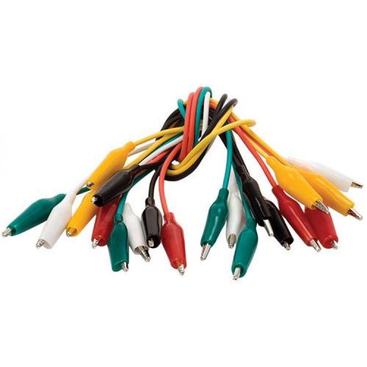 Juego de 10 cables de 26 cm con caimanes chicos Juego de 10 cables de 26 cm con caimanes chicos