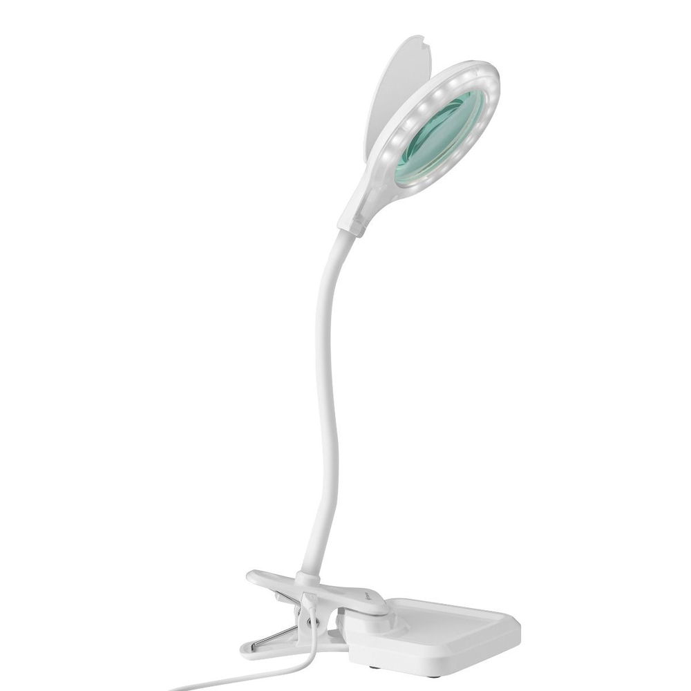 Lámpara LED con lupa (3x), cuello flexible y pinza Lámpara LED con lupa (3x), cuello flexible y pinza