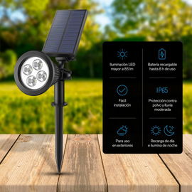 Reflector LED decorativo con panel solar y batería recargable, para exterior
