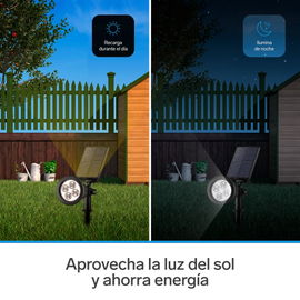 Reflector LED decorativo con panel solar y batería recargable, para exterior