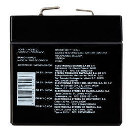 Batería sellada de ácido-plomo, 6 Vcc  1 Ah