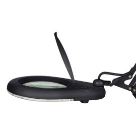 Lámpara LED con lupa (5x) y brazo articulado, negra
