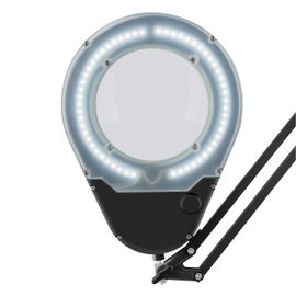 Lámpara LED con lupa (5x) y brazo articulado, negra