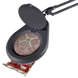 Lámpara LED con lupa (5x) y brazo articulado, negra