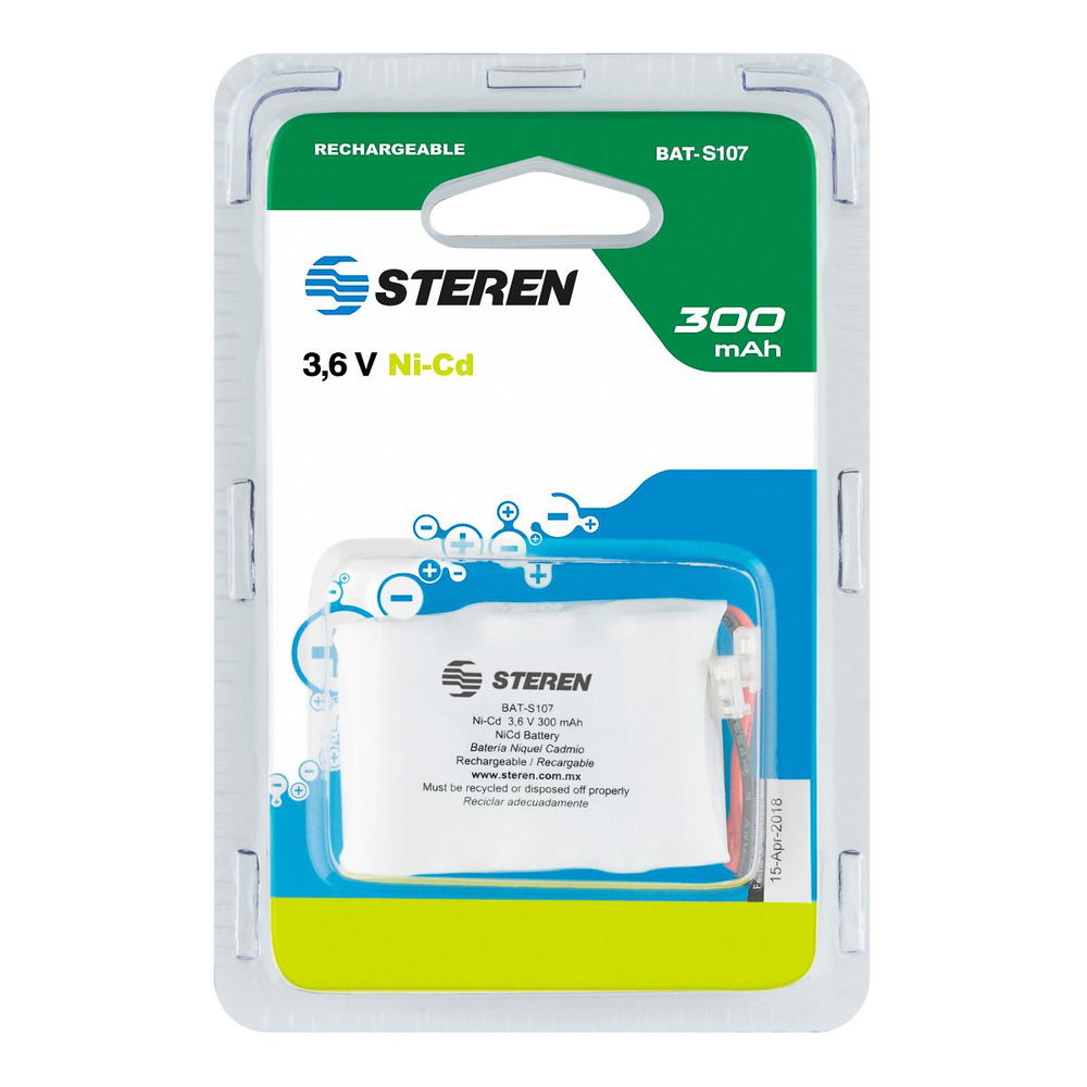 Pila telefónica recargable NiCd de 3.6 Vcc, 300 mAh Pila telefónica recargable NiCd de 3.6 Vcc, 300 mAh