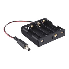 Porta pilas con plug invertido 2.1mm, para 4 pilas AA Porta pilas con plug invertido 2.1mm, para 4 pilas AA