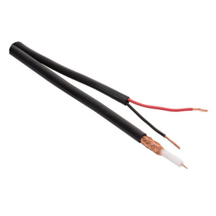 Cable coaxial siamés RG59U, 95% malla de cobre sin estañar Cable coaxial siamés RG59U, 95% malla de cobre sin estañar