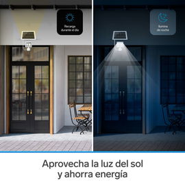 Reflector LED con sensor de movimiento, panel solar y batería recargable