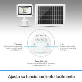 Reflector LED con sensor de movimiento, panel solar y batería recargable