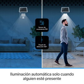 Reflector LED con sensor de movimiento, panel solar y batería recargable
