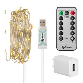 Serie LED USB cálida de 9,6 m con control remoto